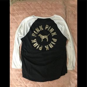 PINK Victoria's Secret Tops - PINK charcoal/white sequin design tee size L PINK Victoria's Secret Tops - PINK charcoal/white sequin design tee size L